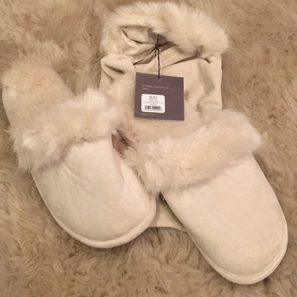 Restoration Hardware Faux Fur Slippers